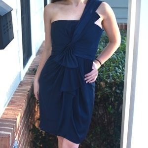 BCBGMaxAzria Palais Navy One-Shoulder Dress
